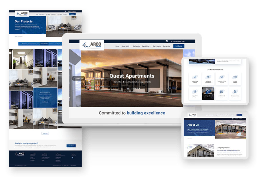 Apostel Club created the website for construction company ARCO to present their services
